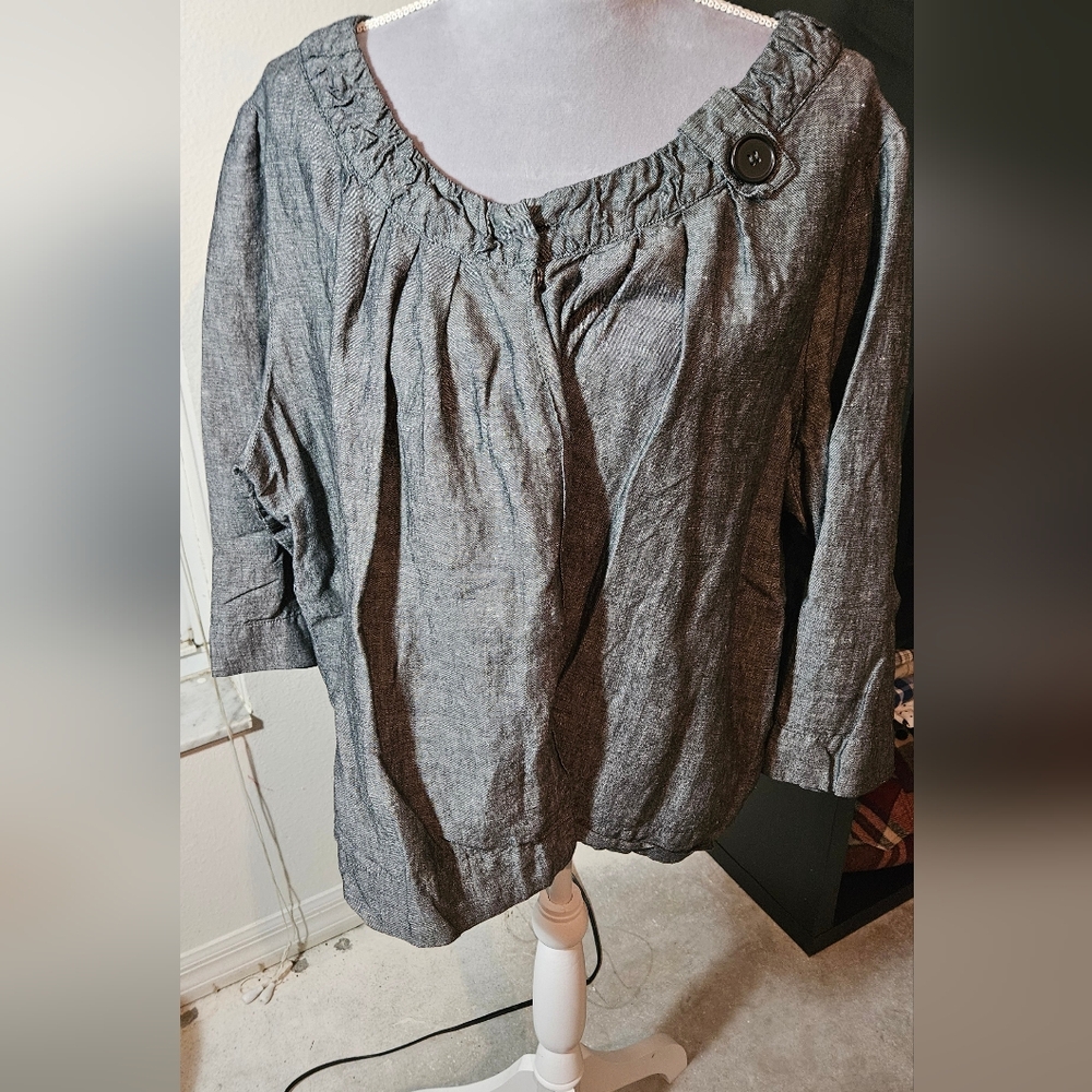 Harve Bernard Women Flowy Dark Gray Cotton Top
